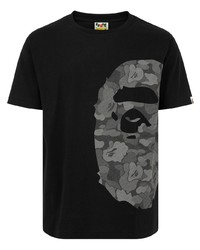 T-shirt à col rond imprimé noir A Bathing Ape