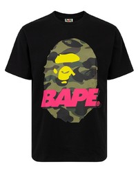 T-shirt à col rond imprimé noir A Bathing Ape