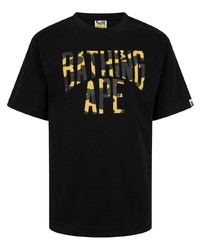 T-shirt à col rond imprimé noir A Bathing Ape