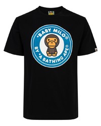 T-shirt à col rond imprimé noir A Bathing Ape