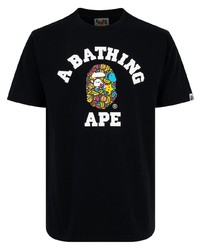 T-shirt à col rond imprimé noir A Bathing Ape