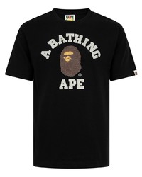 T-shirt à col rond imprimé noir A Bathing Ape