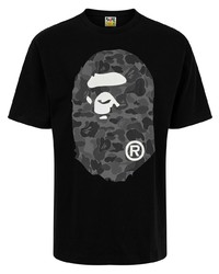 T-shirt à col rond imprimé noir A Bathing Ape