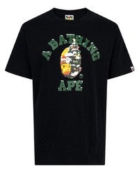 T-shirt à col rond imprimé noir A Bathing Ape