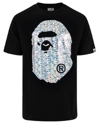 T-shirt à col rond imprimé noir A Bathing Ape