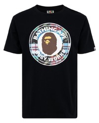 T-shirt à col rond imprimé noir A Bathing Ape