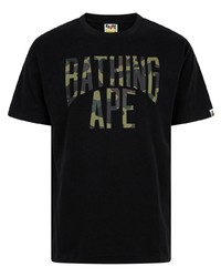 T-shirt à col rond imprimé noir A Bathing Ape