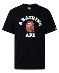 T-shirt à col rond imprimé noir A Bathing Ape