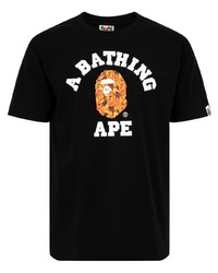 T-shirt à col rond imprimé noir A Bathing Ape