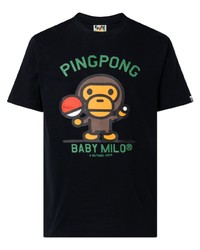 T-shirt à col rond imprimé noir A Bathing Ape