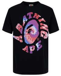 T-shirt à col rond imprimé noir A Bathing Ape