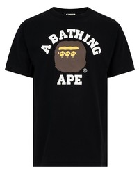 T-shirt à col rond imprimé noir A Bathing Ape