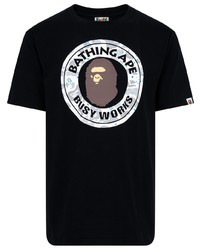 T-shirt à col rond imprimé noir A Bathing Ape