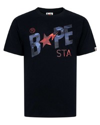 T-shirt à col rond imprimé noir A Bathing Ape