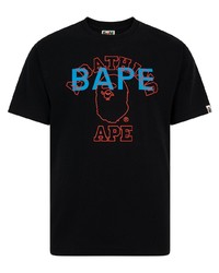 T-shirt à col rond imprimé noir A Bathing Ape