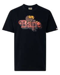 T-shirt à col rond imprimé noir A Bathing Ape