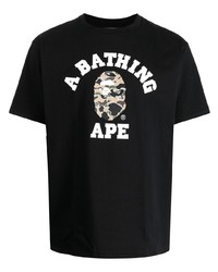 T-shirt à col rond imprimé noir A Bathing Ape