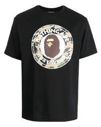 T-shirt à col rond imprimé noir A Bathing Ape