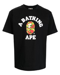 T-shirt à col rond imprimé noir A Bathing Ape