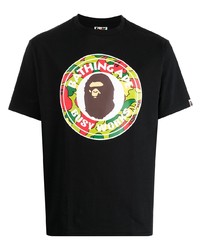 T-shirt à col rond imprimé noir A Bathing Ape