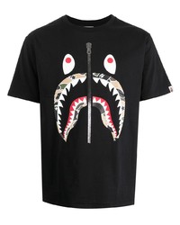 T-shirt à col rond imprimé noir A Bathing Ape