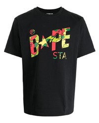 T-shirt à col rond imprimé noir A Bathing Ape