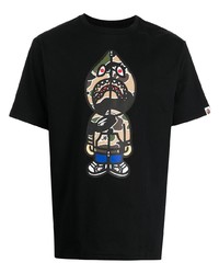 T-shirt à col rond imprimé noir A Bathing Ape