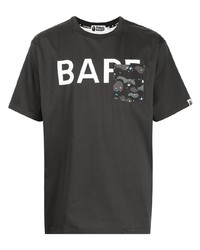 T-shirt à col rond imprimé noir A Bathing Ape