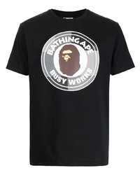 T-shirt à col rond imprimé noir A Bathing Ape