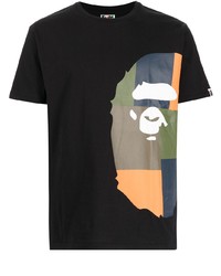 T-shirt à col rond imprimé noir A Bathing Ape