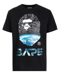 T-shirt à col rond imprimé noir A Bathing Ape