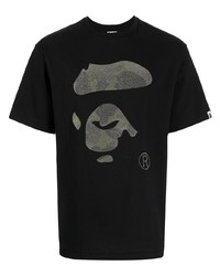 T-shirt à col rond imprimé noir A Bathing Ape