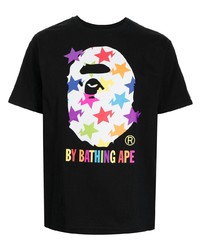 T-shirt à col rond imprimé noir A Bathing Ape