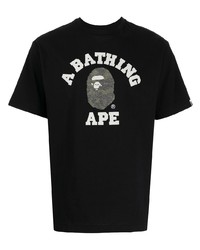 T-shirt à col rond imprimé noir A Bathing Ape