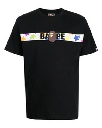 T-shirt à col rond imprimé noir A Bathing Ape