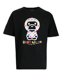 T-shirt à col rond imprimé noir A Bathing Ape