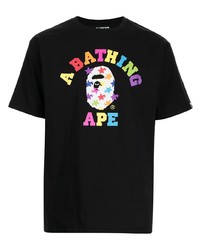 T-shirt à col rond imprimé noir A Bathing Ape