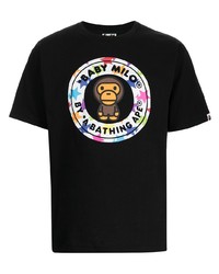 T-shirt à col rond imprimé noir A Bathing Ape