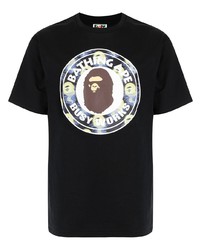 T-shirt à col rond imprimé noir A Bathing Ape