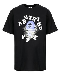 T-shirt à col rond imprimé noir A Bathing Ape