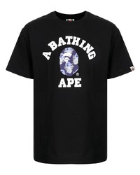 T-shirt à col rond imprimé noir A Bathing Ape