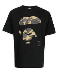 T-shirt à col rond imprimé noir A Bathing Ape