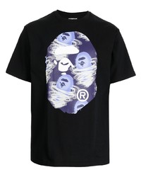 T-shirt à col rond imprimé noir A Bathing Ape