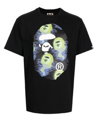 T-shirt à col rond imprimé noir A Bathing Ape