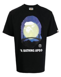 T-shirt à col rond imprimé noir A Bathing Ape