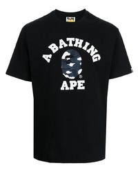 T-shirt à col rond imprimé noir A Bathing Ape