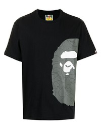 T-shirt à col rond imprimé noir A Bathing Ape