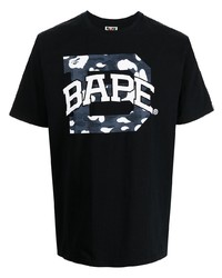 T-shirt à col rond imprimé noir A Bathing Ape