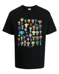 T-shirt à col rond imprimé noir A Bathing Ape