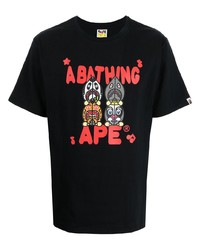 T-shirt à col rond imprimé noir A Bathing Ape